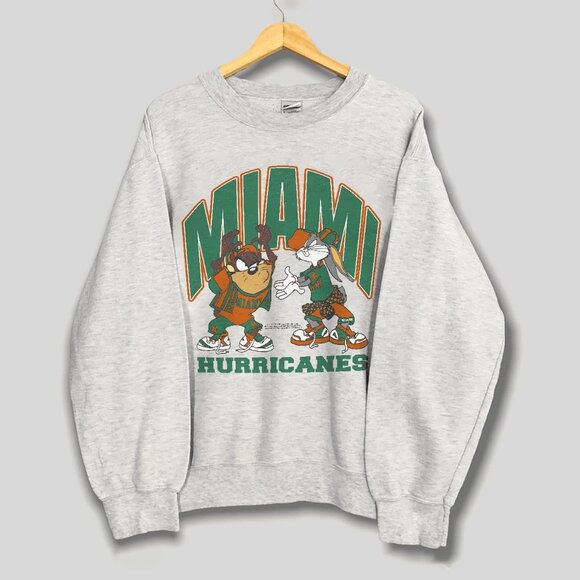 Vintage NCAA Miami Hurricanes Looney Tunes Sweatshirt, University of Miami Shirt - Picture 1 of 2